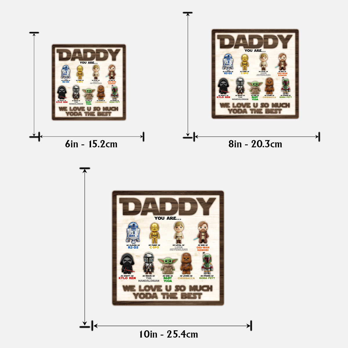 Personalized 2 Layered Wood Sign Gift for Dad | Star Wars Theme 2 Layered Wood Sign GradoCreations