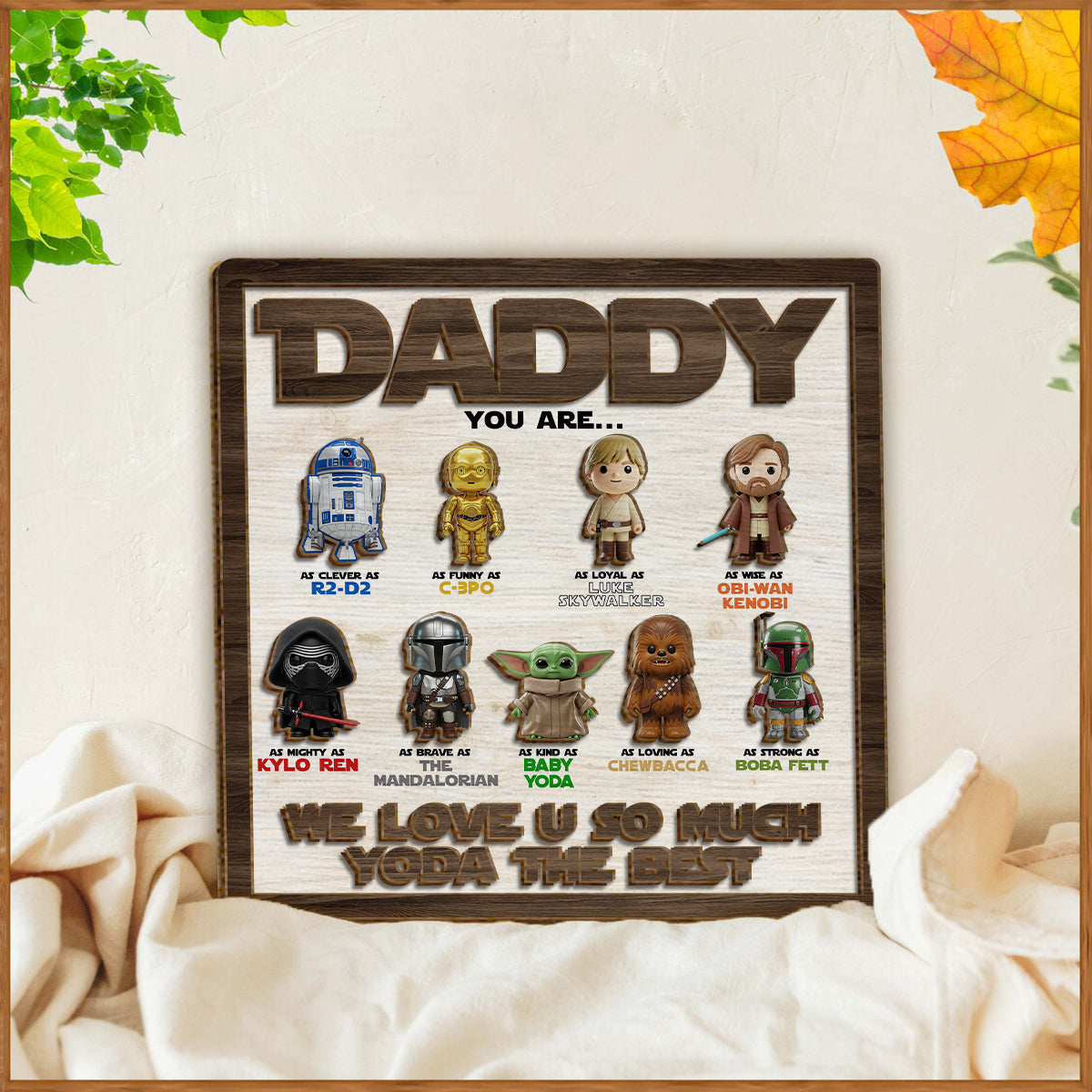 Personalized 2 Layered Wood Sign Gift for Dad | Star Wars Theme 2 Layered Wood Sign GradoCreations