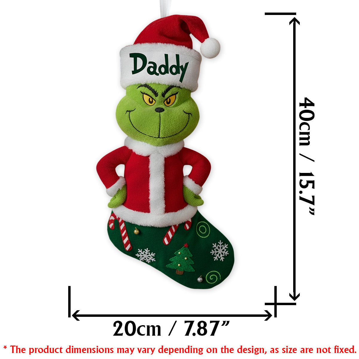 Personalized Grinch Shaped Christmas Stocking Gift for Family Shaped Christmas Stocking GradoCreations