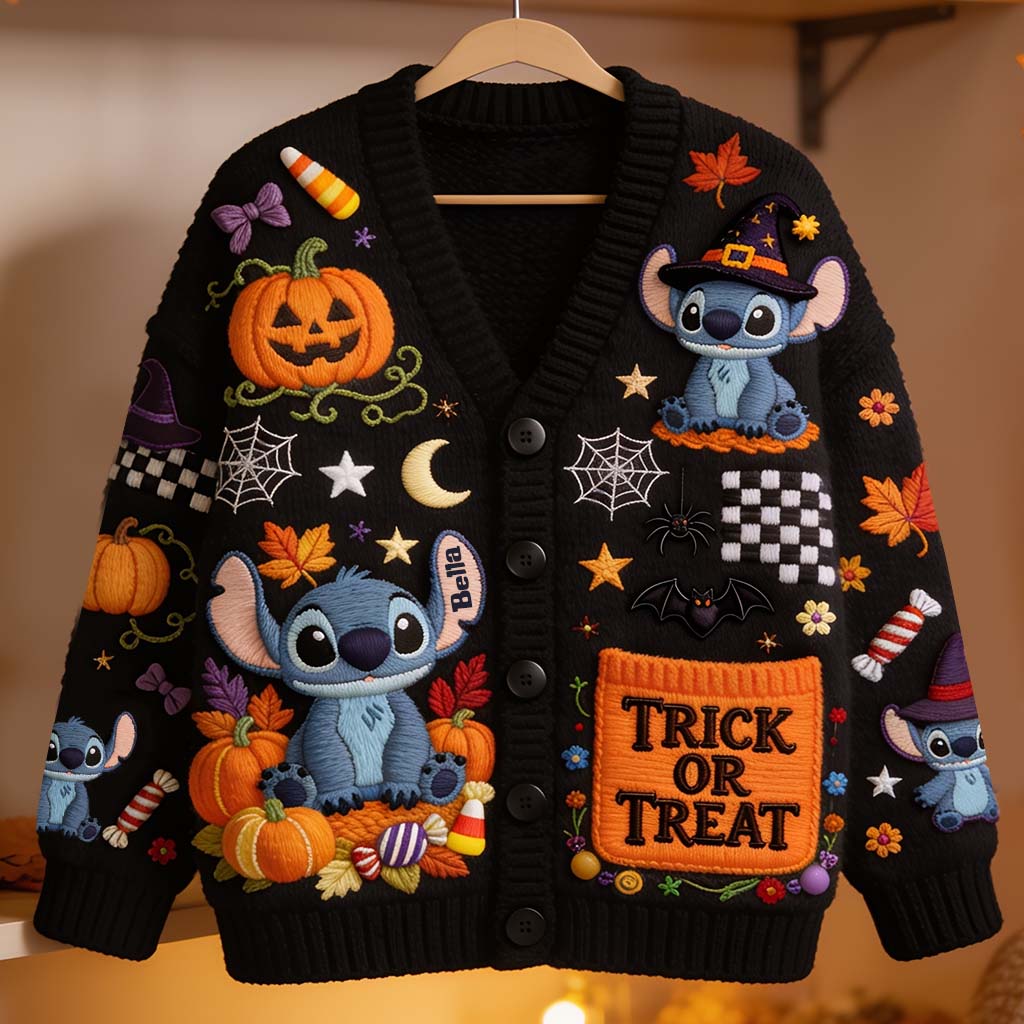 Personalized Trick or Treat Cardigan Sweater for Kids & Adults Cardigan Sweater GradoCreations