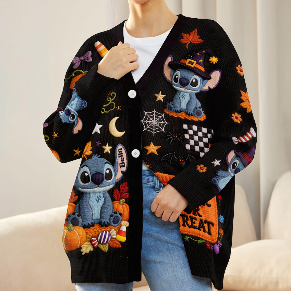 Personalized Trick or Treat Cardigan Sweater for Kids & Adults Cardigan Sweater GradoCreations