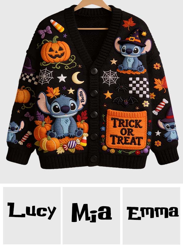 Personalized Trick or Treat Cardigan Sweater for Kids & Adults Cardigan Sweater GradoCreations