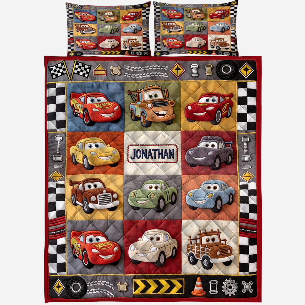 Personalized Racing Lover Quilt Set Custom Name Kids Decor Quilt Set GradoCreations