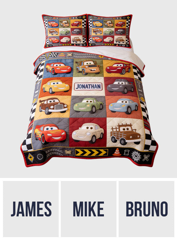 Personalized Racing Lover Quilt Set Custom Name Kids Decor Quilt Set GradoCreations