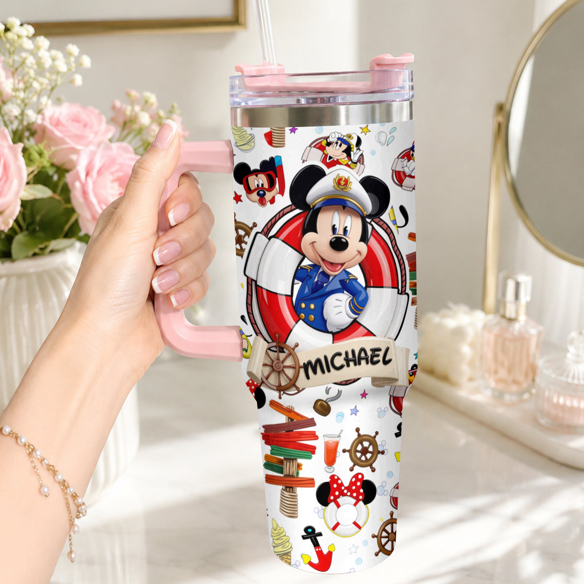 Personalized Dream Cruise Tumbler with Handle for Friends Tumbler With Handle GradoCreations