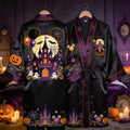 Personalized Halloween Satin Robe with Magical Castle Design Satin Robe GradoCreations