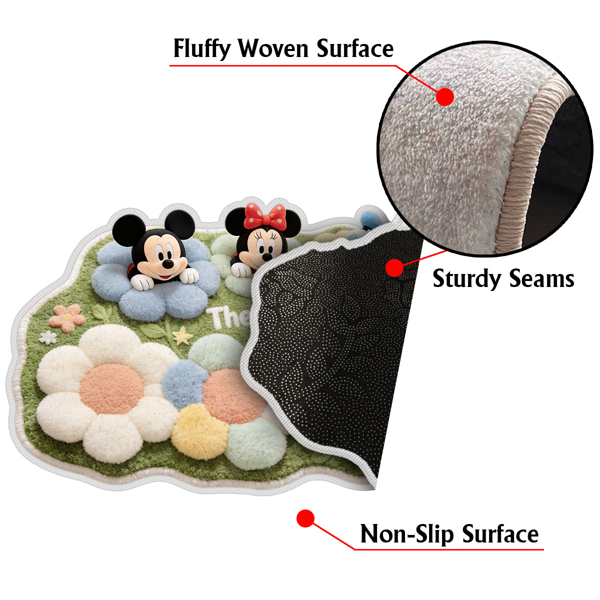 Personalized Disney Themed Non-Slip Tufted Rug for Kids Room Non-Slip Tufted Rug GradoCreations