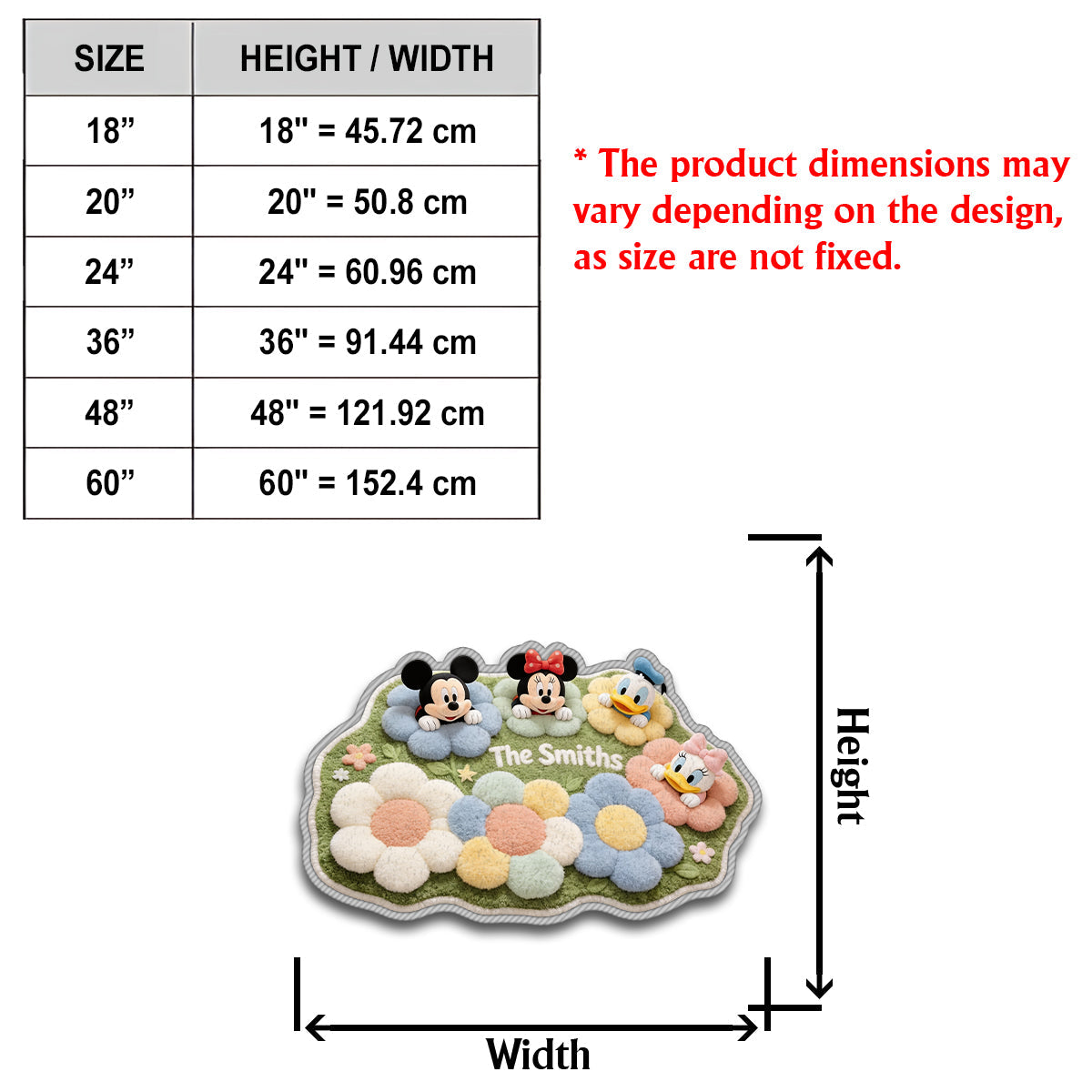 Personalized Disney Themed Non-Slip Tufted Rug for Kids Room Non-Slip Tufted Rug GradoCreations