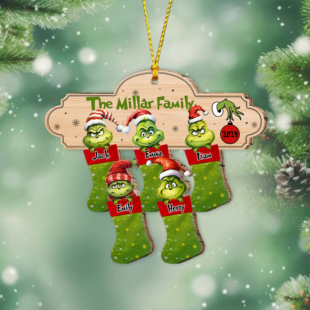Personalized Grinch Christmas Ornament Custom Family Names Gift One-sided Ornament GradoCreations
