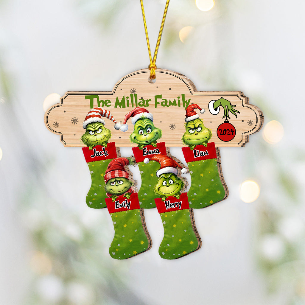 Personalized Grinch Christmas Ornament Custom Family Names Gift One-sided Ornament GradoCreations