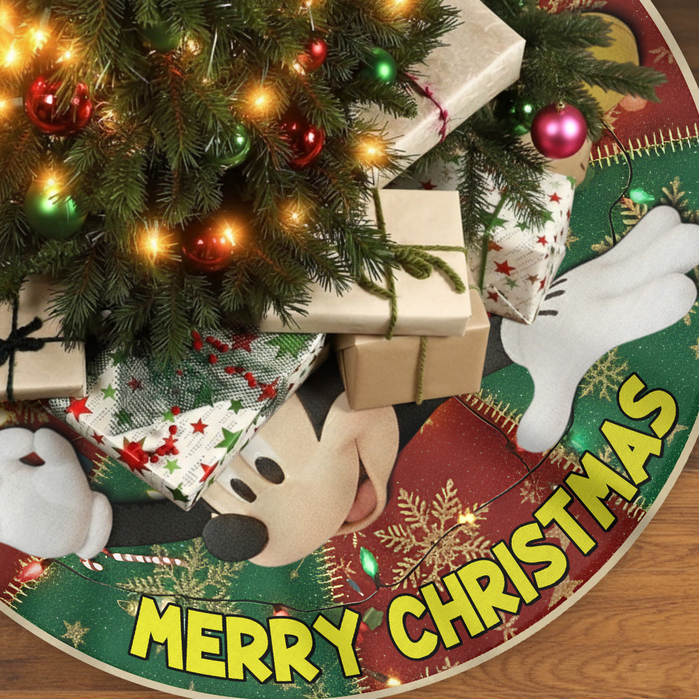 Personalized Mickey Mouse Christmas Tree Skirt Custom Name Holiday Decor Shaped Tree Skirt GradoCreations