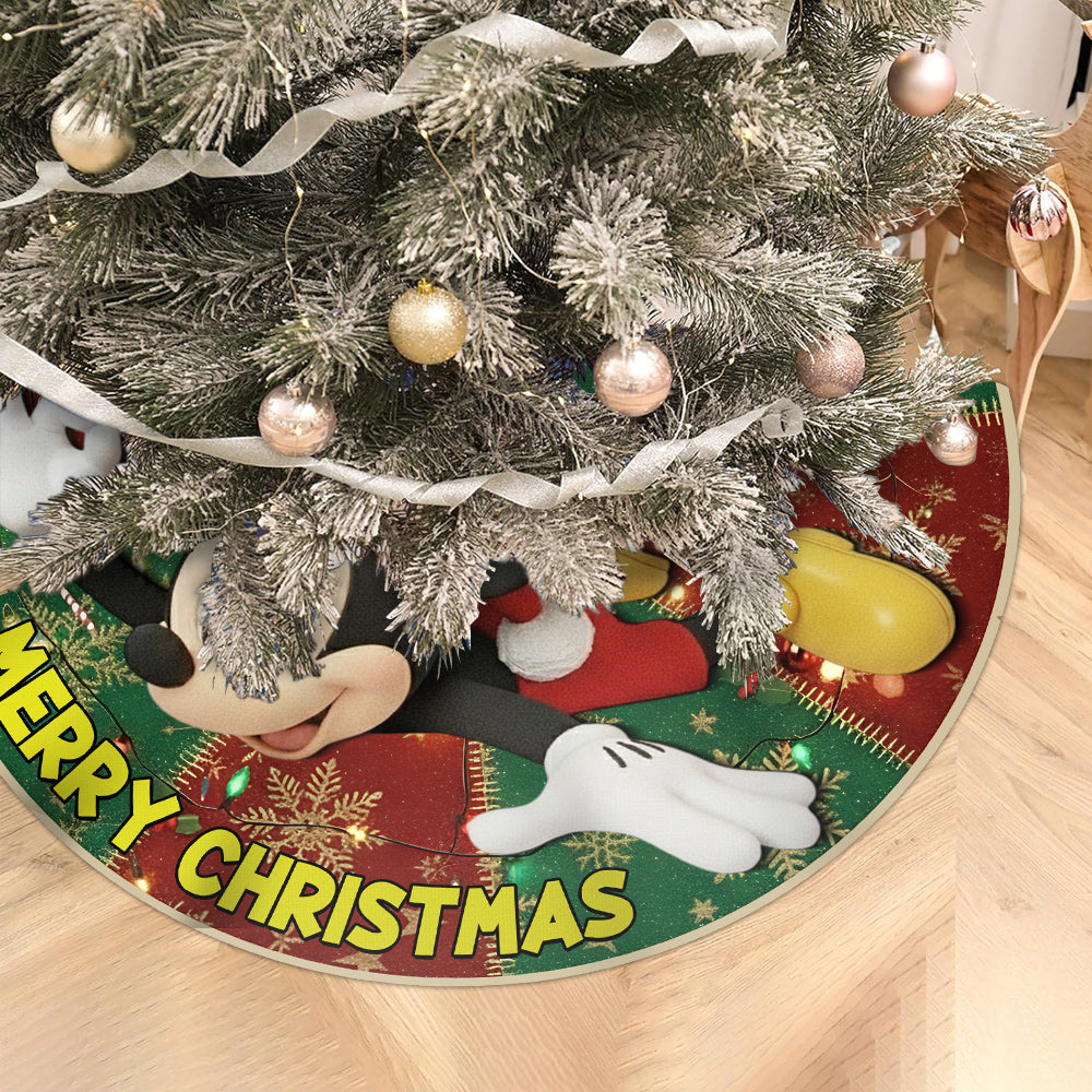 Personalized Mickey Mouse Christmas Tree Skirt Custom Name Holiday Decor Shaped Tree Skirt GradoCreations