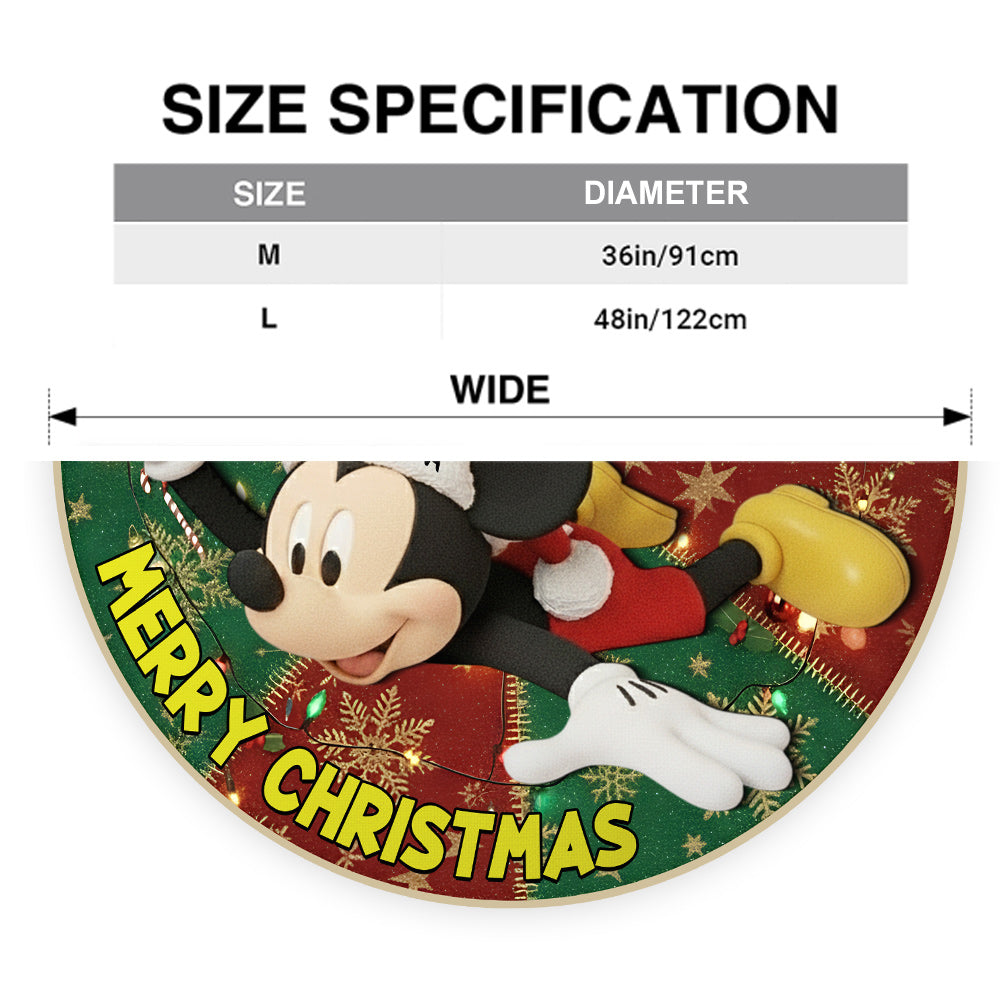Personalized Mickey Mouse Christmas Tree Skirt Custom Name Holiday Decor Shaped Tree Skirt GradoCreations