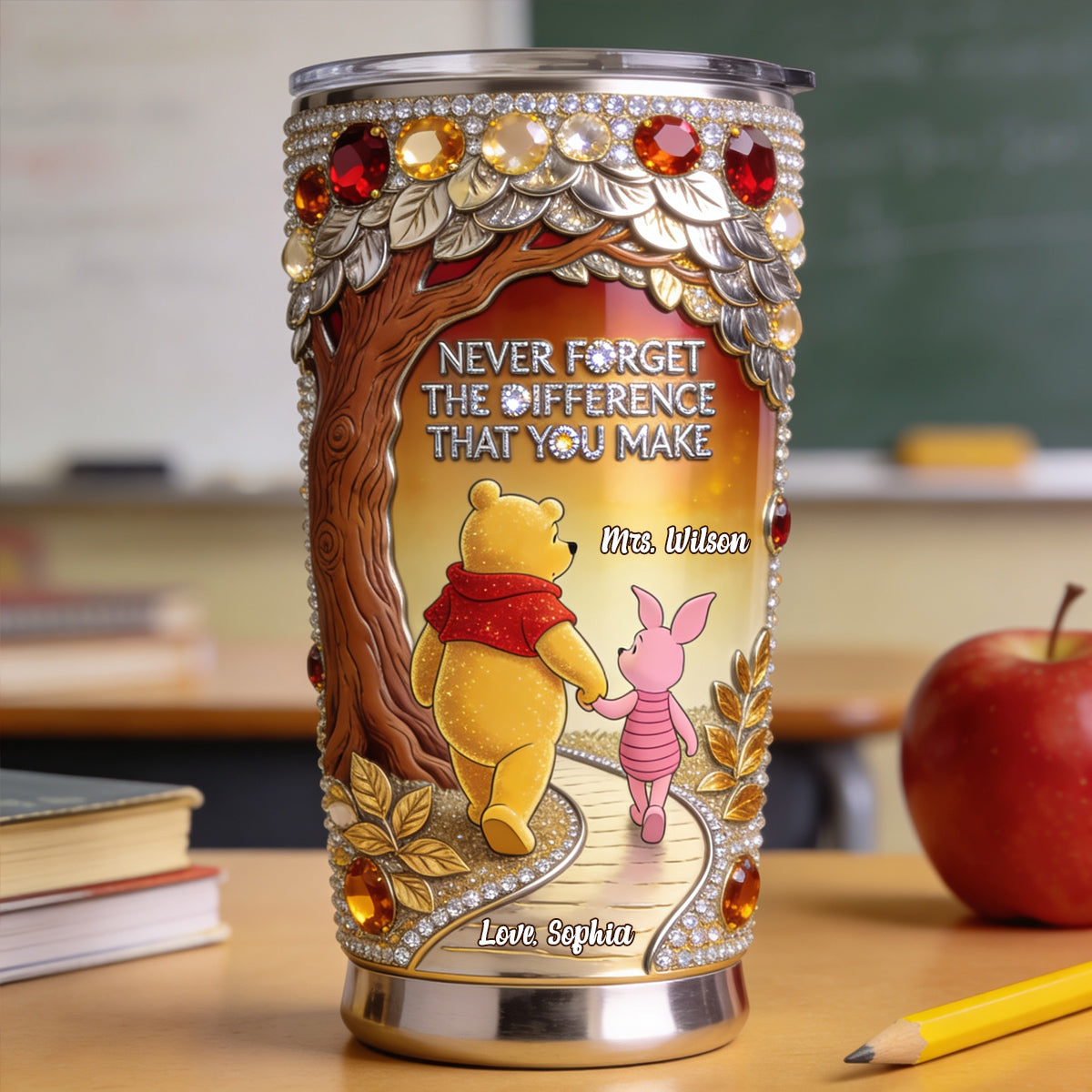 Personalized Teacher Tumbler with Inspirational Quote and Custom Name Tumbler GradoCreations