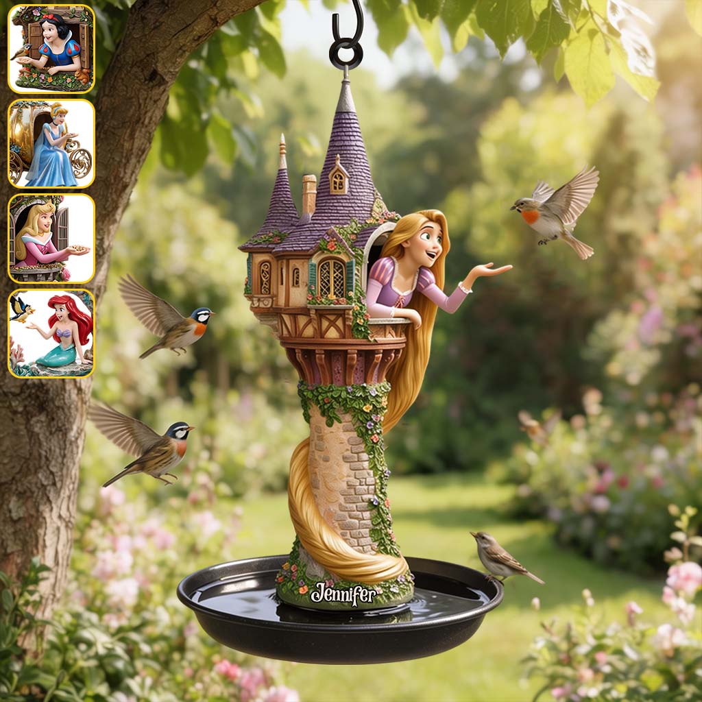 Personalized Princess Castle Bird Feeder Bath Custom Name Gift Bird Feeder/ Bath GradoCreations