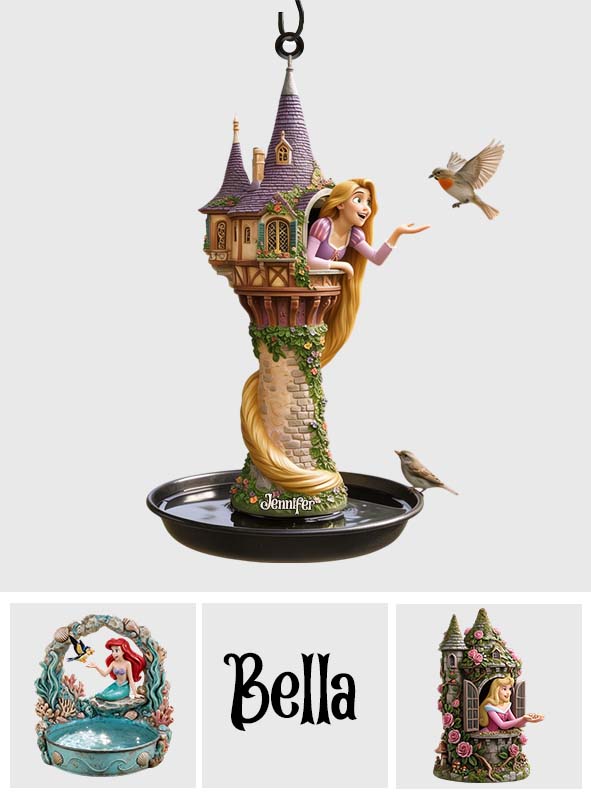 Personalized Princess Castle Bird Feeder Bath Custom Name Gift Bird Feeder/ Bath GradoCreations