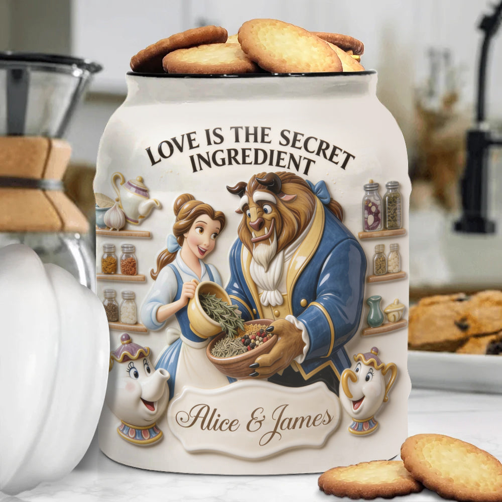 Personalized Beauty and the Beast Cookie Jar with Names for Couples Cookie Jar GradoCreations