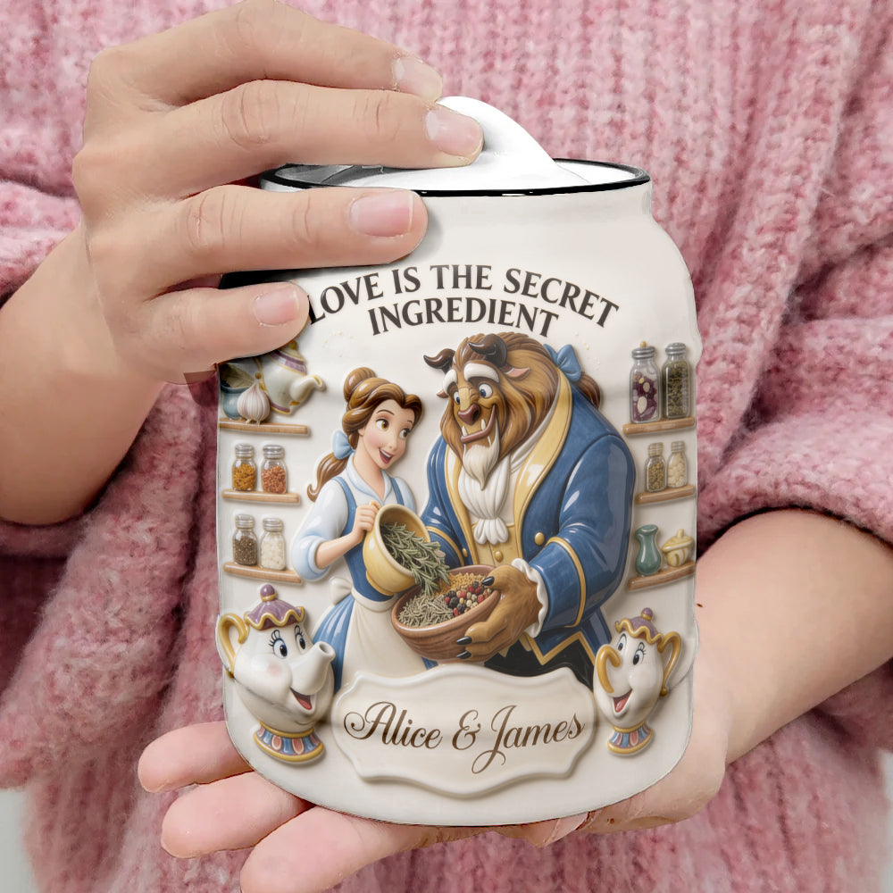 Personalized Beauty and the Beast Cookie Jar with Names for Couples Cookie Jar GradoCreations