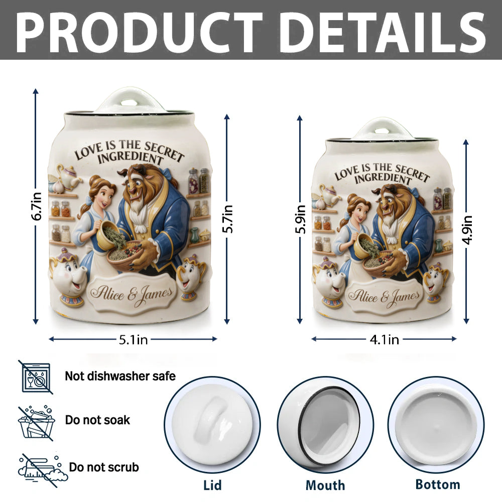 Personalized Beauty and the Beast Cookie Jar with Names for Couples Cookie Jar GradoCreations