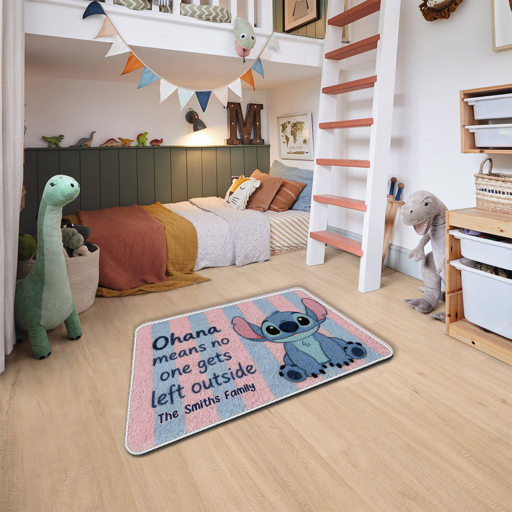 Personalized Ohana Non-Slip Tufted Rug with Stitch Design Non-Slip Tufted Rug GradoCreations