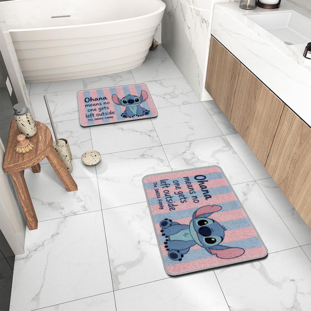 Personalized Ohana Non-Slip Tufted Rug with Stitch Design Non-Slip Tufted Rug GradoCreations