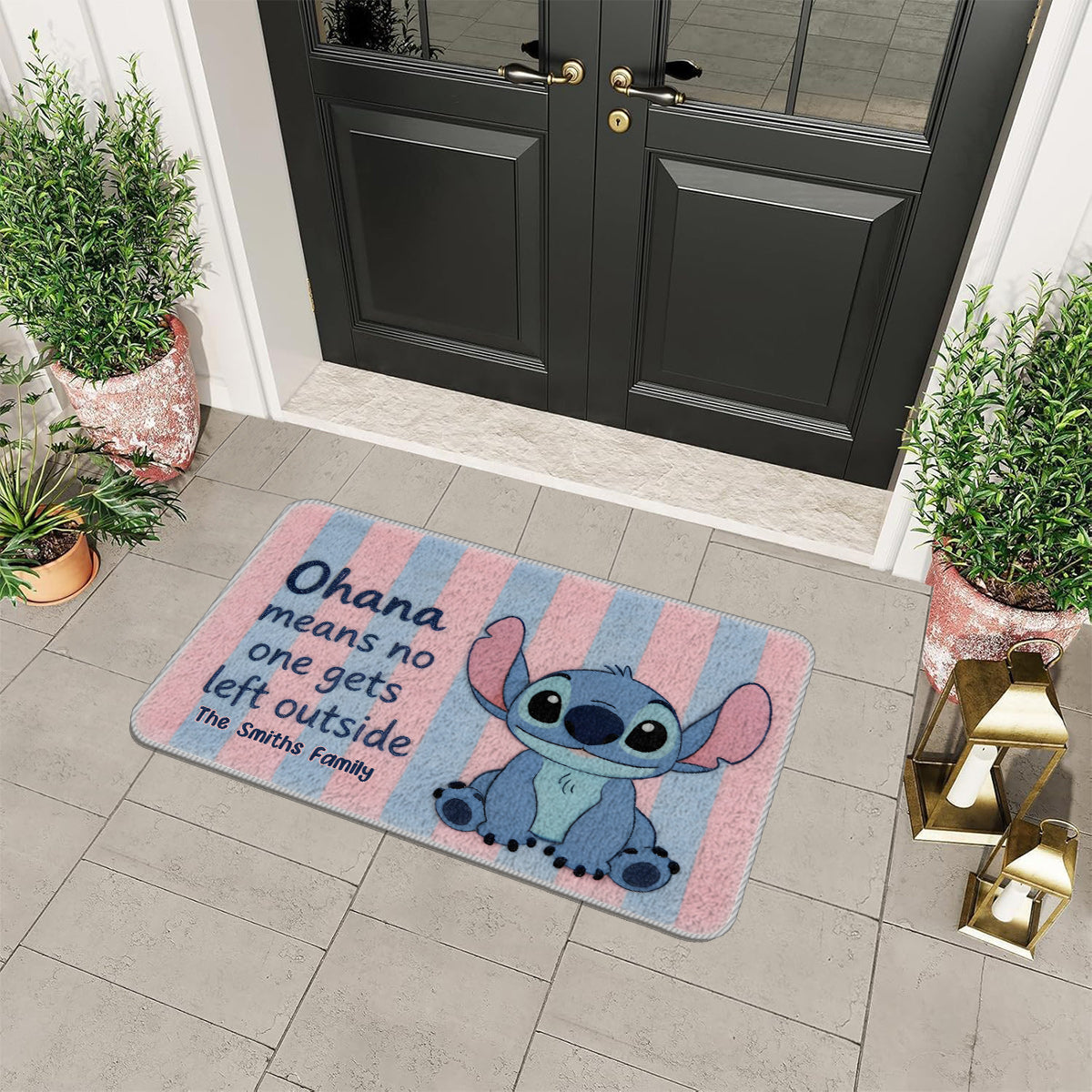 Personalized Ohana Non-Slip Tufted Rug with Stitch Design Non-Slip Tufted Rug GradoCreations