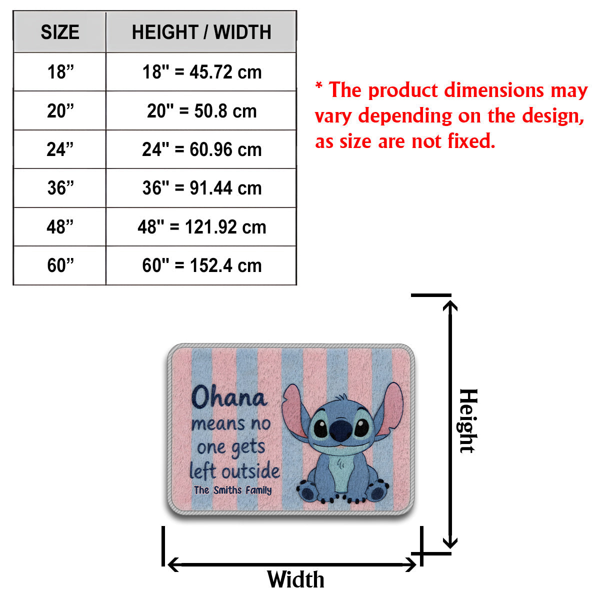 Personalized Ohana Non-Slip Tufted Rug with Stitch Design Non-Slip Tufted Rug GradoCreations