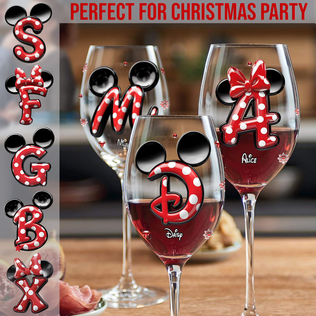 Personalized Christmas Wine Glass with Long Stem for Holiday Gifts Wine Glass With Long Stem GradoCreations