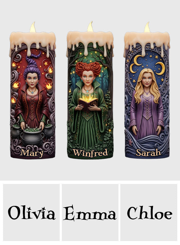 Personalized Sanderson Sisters Flameless Candle Custom Photo Gift Flameless Candle GradoCreations