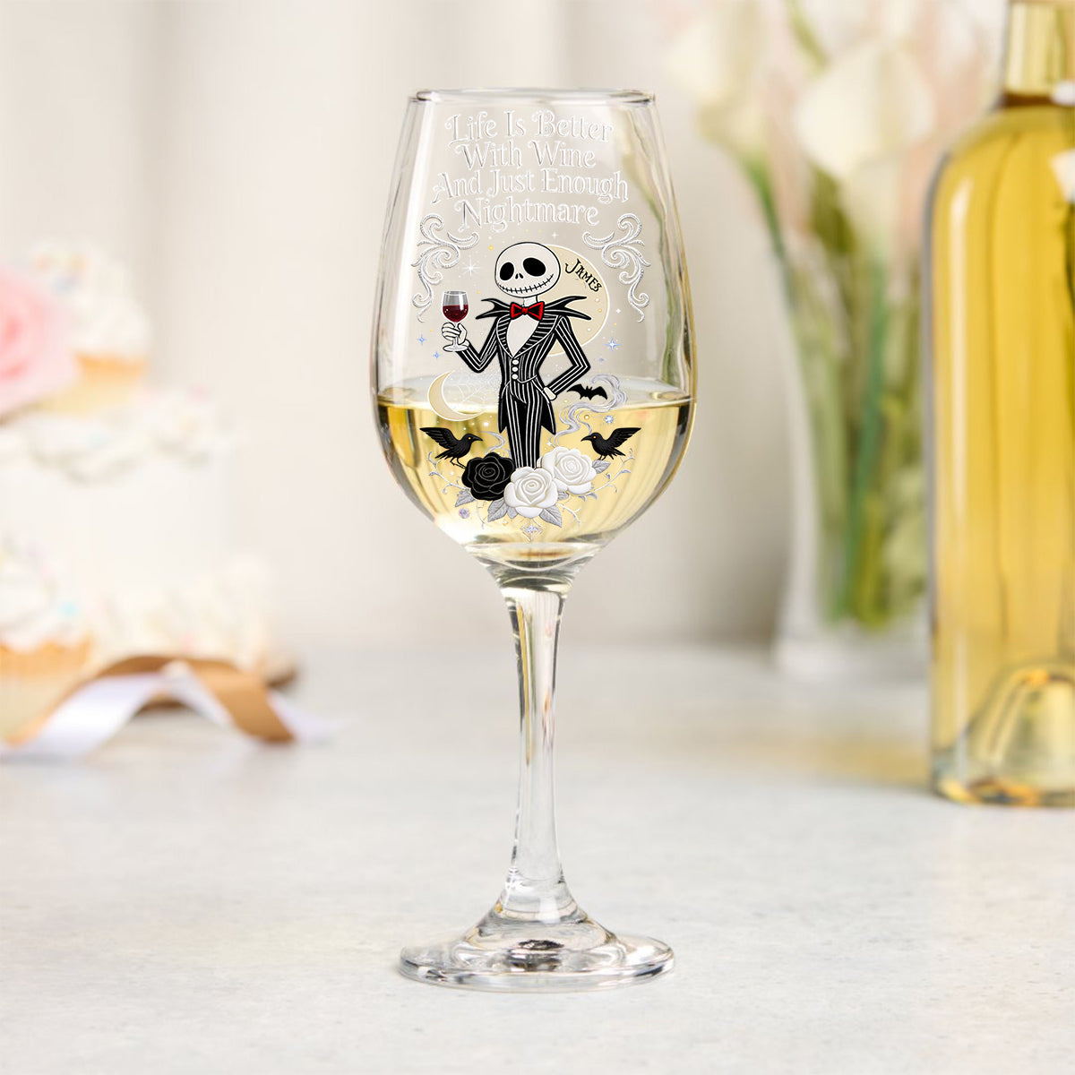 Personalized Nightmare Wine Glass with Long Stem Gift for Wine Lovers Wine Glass With Long Stem GradoCreations