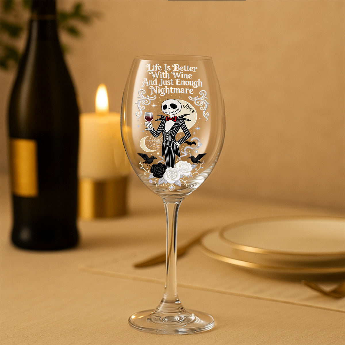 Personalized Nightmare Wine Glass with Long Stem Gift for Wine Lovers Wine Glass With Long Stem GradoCreations