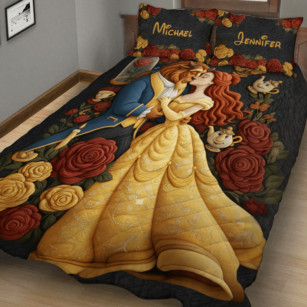 Personalized Beauty and the Beast Quilt Set Custom Names Gift for Couples Quilt Set GradoCreations