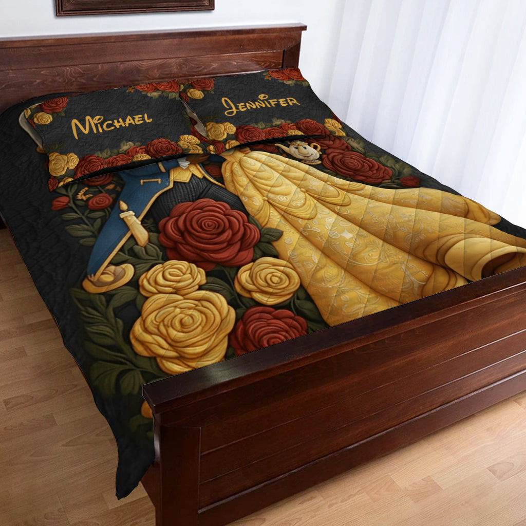 Personalized Beauty and the Beast Quilt Set Custom Names Gift for Couples Quilt Set GradoCreations