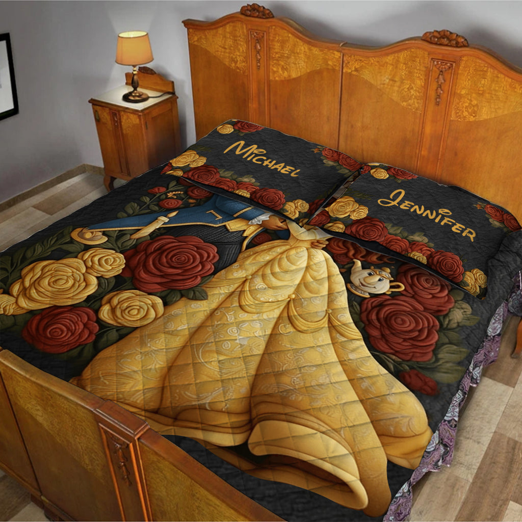 Personalized Beauty and the Beast Quilt Set Custom Names Gift for Couples Quilt Set GradoCreations