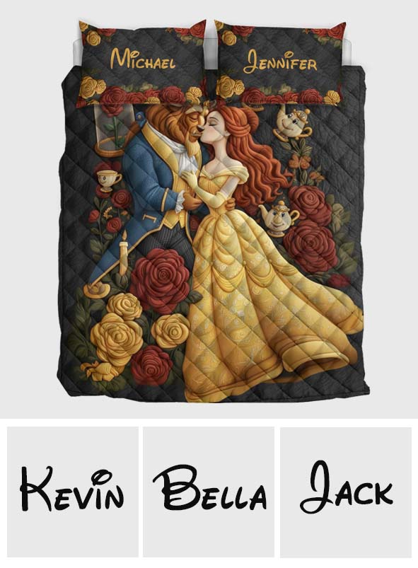 Personalized Beauty and the Beast Quilt Set Custom Names Gift for Couples Quilt Set GradoCreations