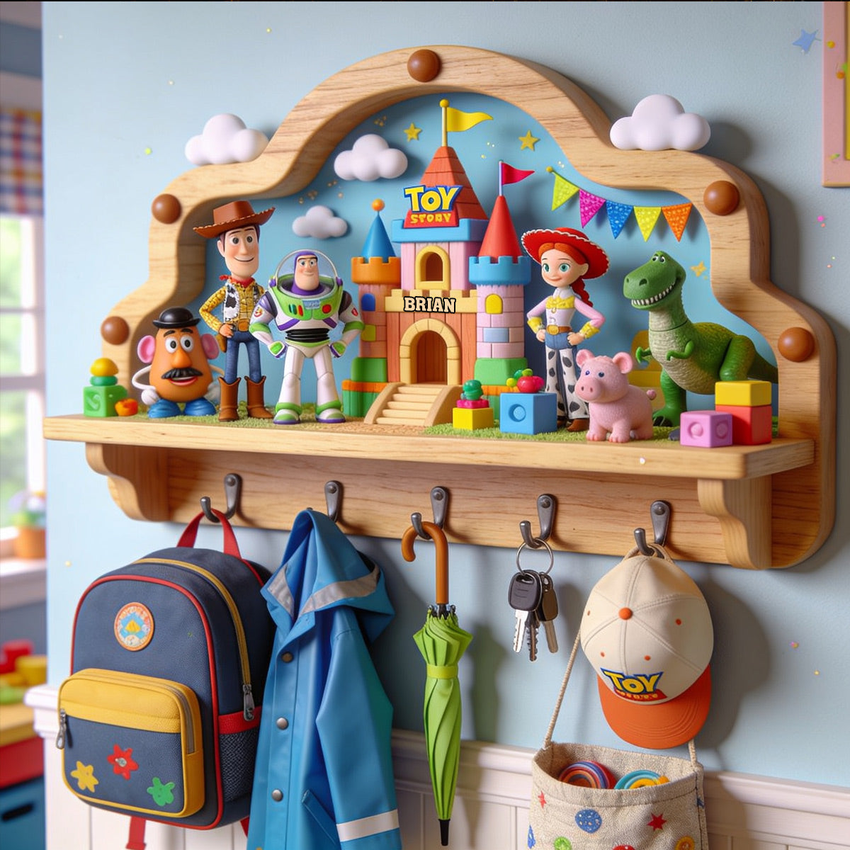 Custom Shape Kids Key Rack Personalized Toy Story Design Custom Shaped Key Rack GradoCreations