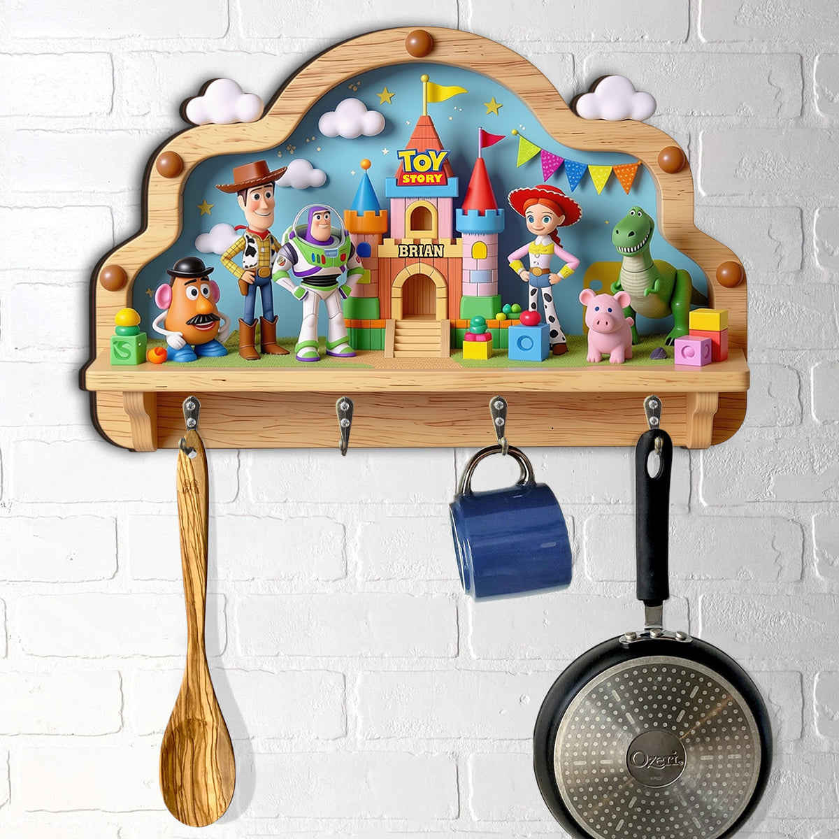 Custom Shape Kids Key Rack Personalized Toy Story Design Custom Shaped Key Rack GradoCreations