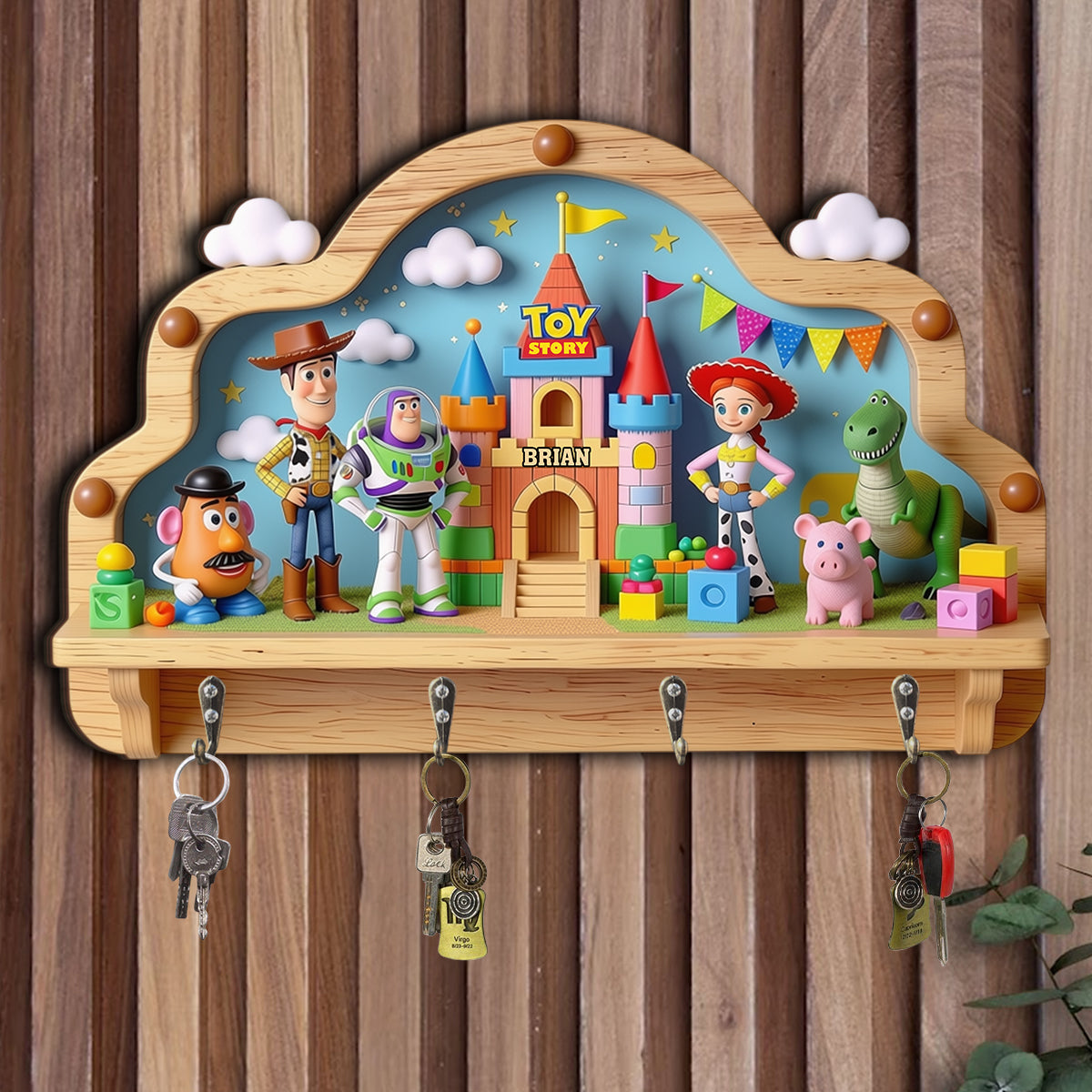 Custom Shape Kids Key Rack Personalized Toy Story Design Custom Shaped Key Rack GradoCreations