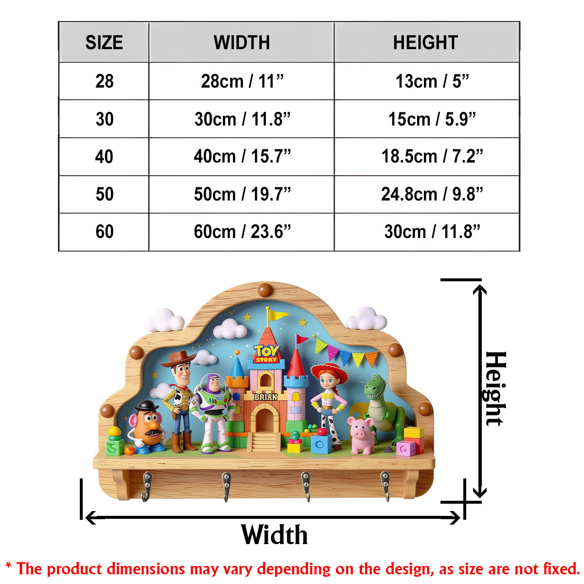 Custom Shape Kids Key Rack Personalized Toy Story Design Custom Shaped Key Rack GradoCreations
