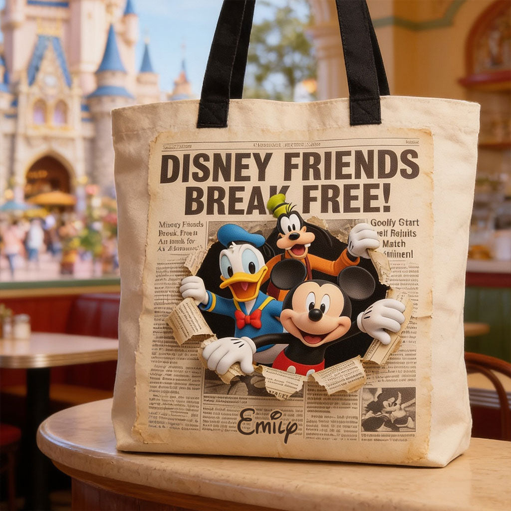 Personalized Disney Friends Tote Bag Custom Name Gift Tote Bag GradoCreations