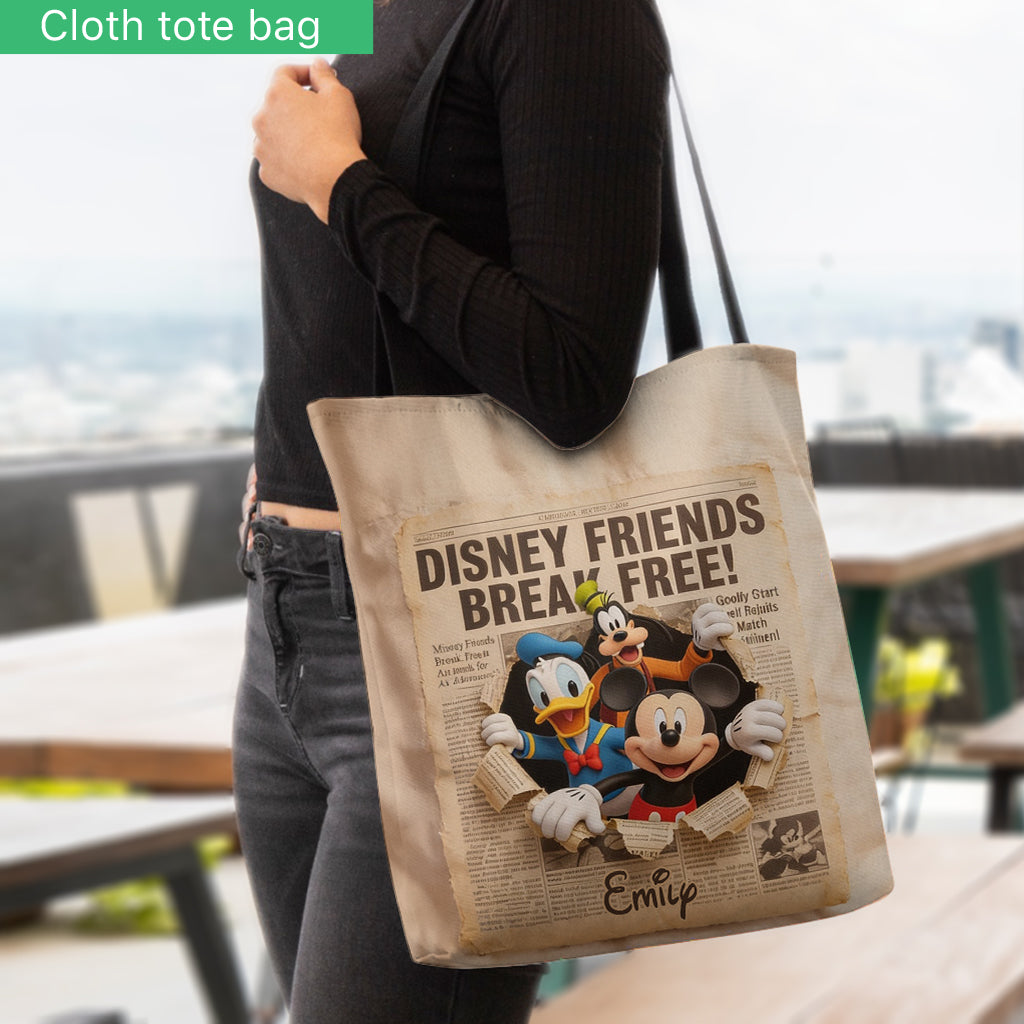 Personalized Disney Friends Tote Bag Custom Name Gift Tote Bag GradoCreations