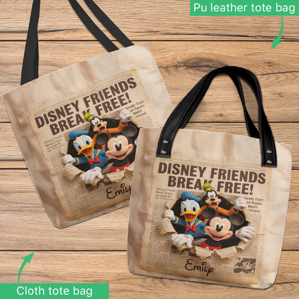 Personalized Disney Friends Tote Bag Custom Name Gift Tote Bag GradoCreations