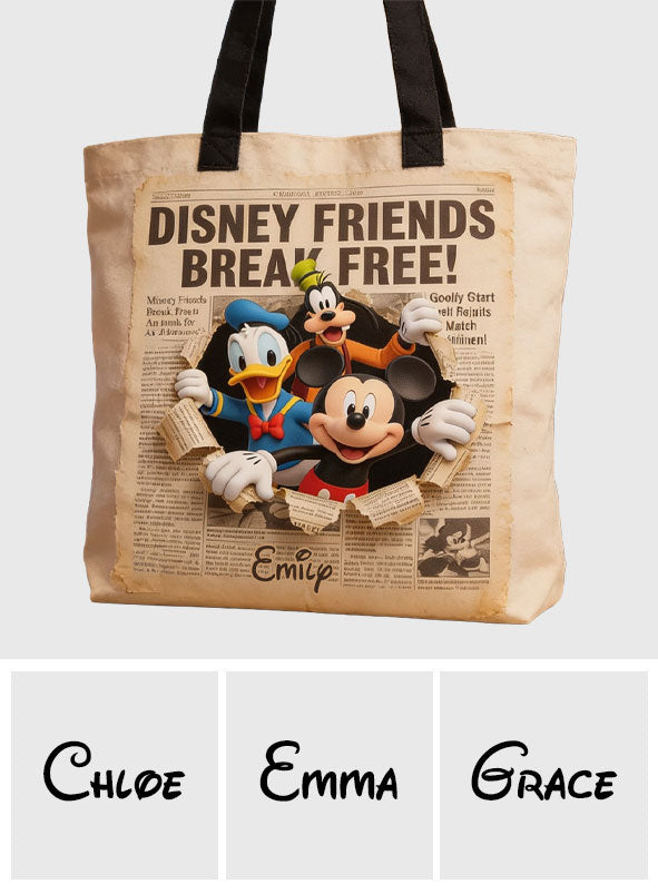 Personalized Disney Friends Tote Bag Custom Name Gift Tote Bag GradoCreations