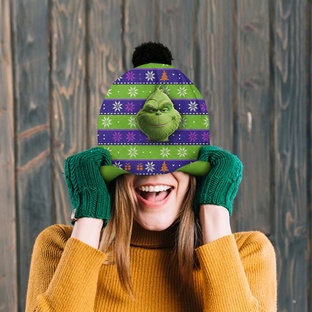 Personalized Grinch Christmas Beanie Hat for Kids and Adults Beanie Hat GradoCreations