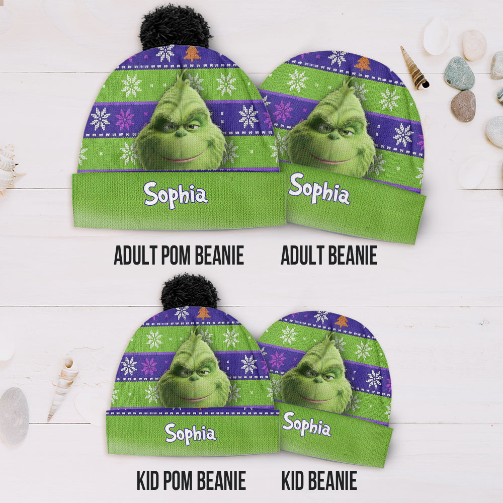 Personalized Grinch Christmas Beanie Hat for Kids and Adults Beanie Hat GradoCreations