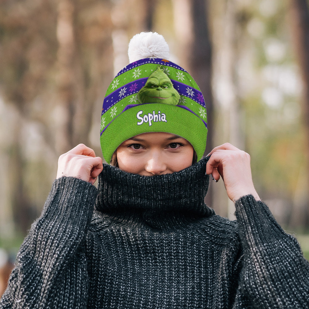 Personalized Grinch Christmas Beanie Hat for Kids and Adults Beanie Hat GradoCreations