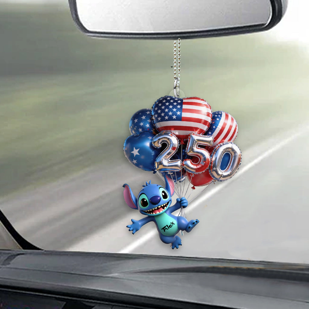 Personalized Ohana Car Ornament with 3D Balloons Gift Car Ornament GradoCreations