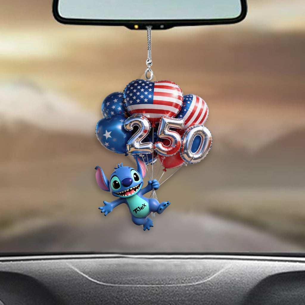 Personalized Ohana Car Ornament with 3D Balloons Gift Car Ornament GradoCreations