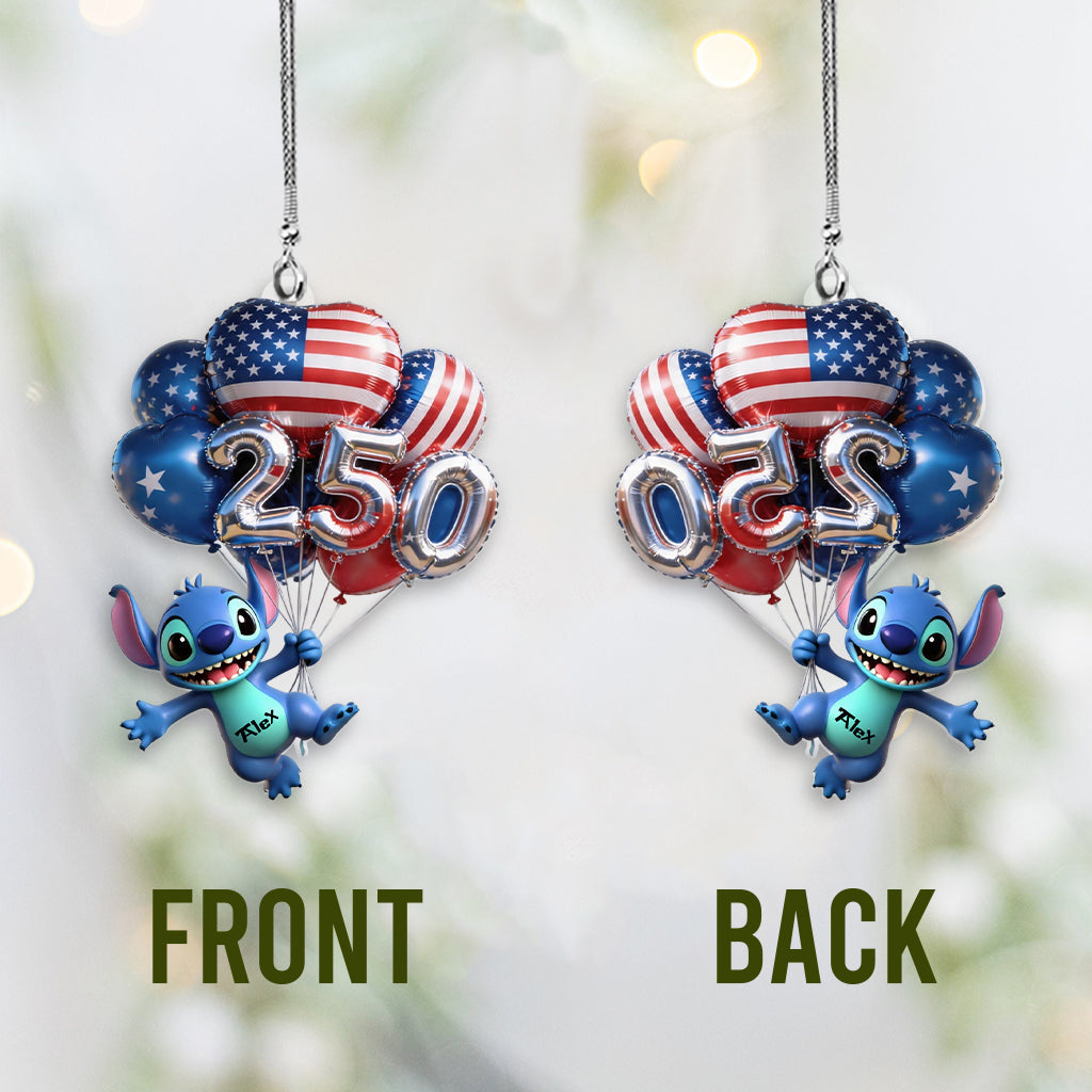 Personalized Ohana Car Ornament with 3D Balloons Gift Car Ornament GradoCreations