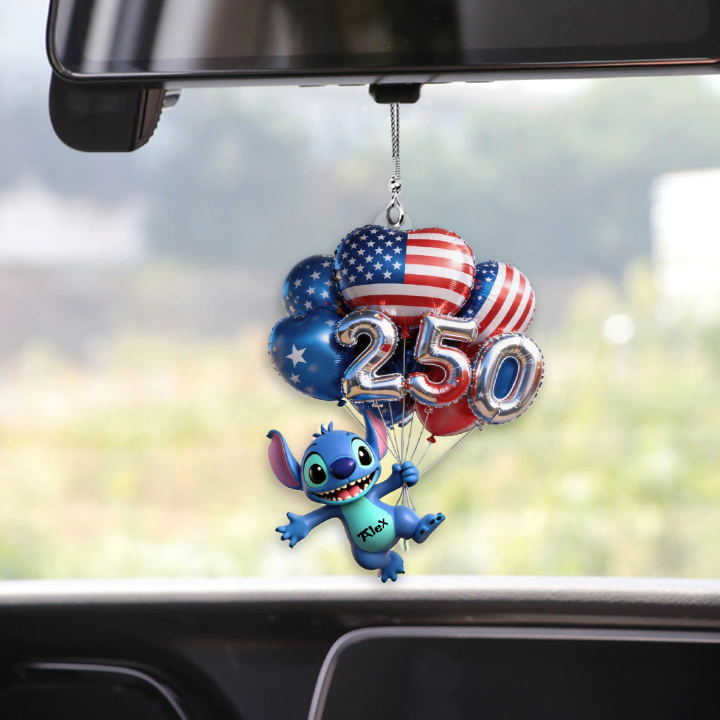Personalized Ohana Car Ornament with 3D Balloons Gift Car Ornament GradoCreations
